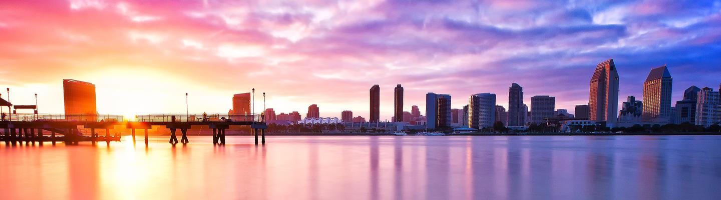 sunset skyline of san diego